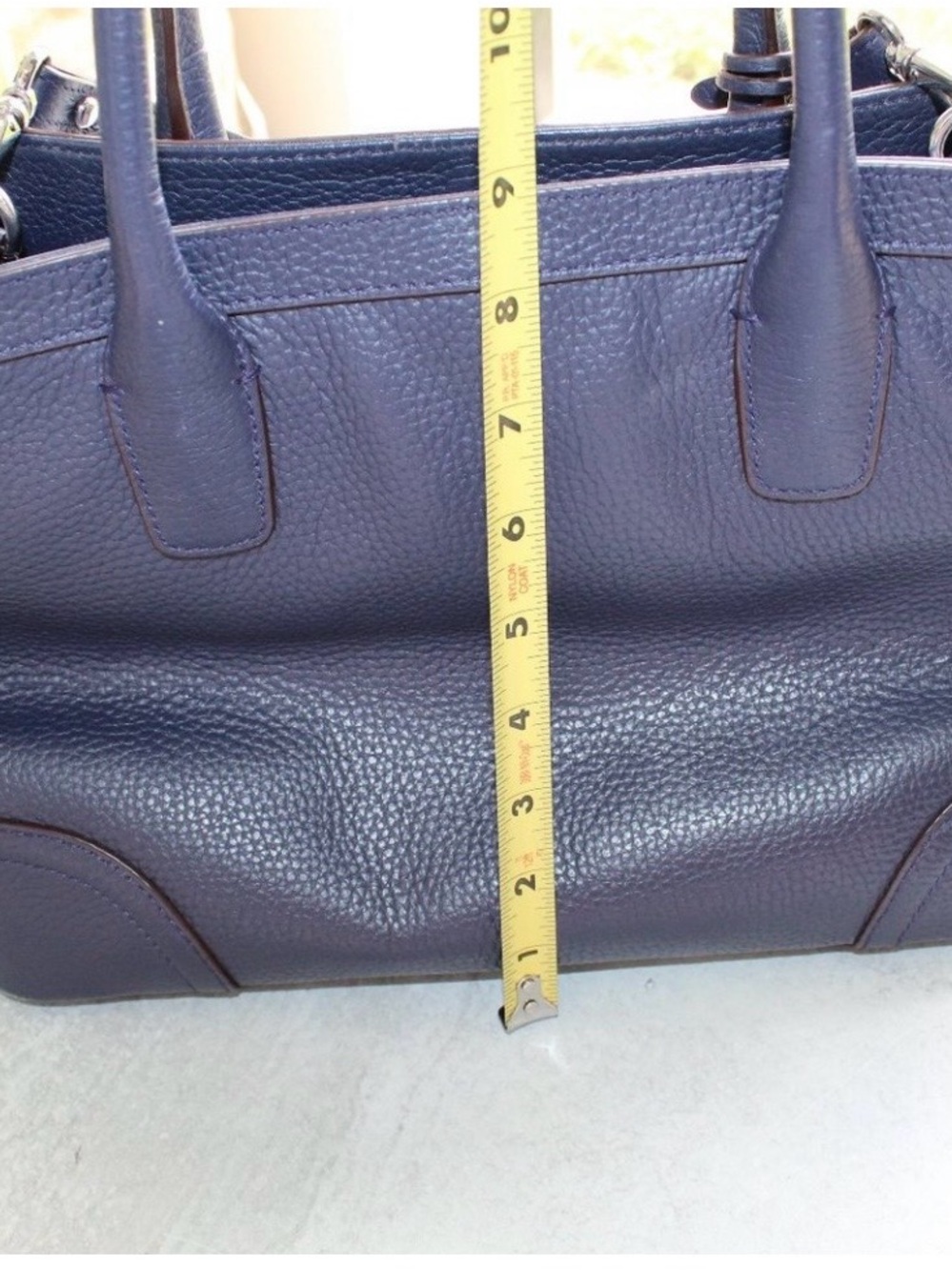 Ralph Lauren Navy Leather Satchel with Gold Hardware - Picture 11 of 16
